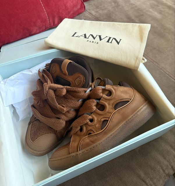 Кроссовки Lanvin Curb Suede Sneakers Tan