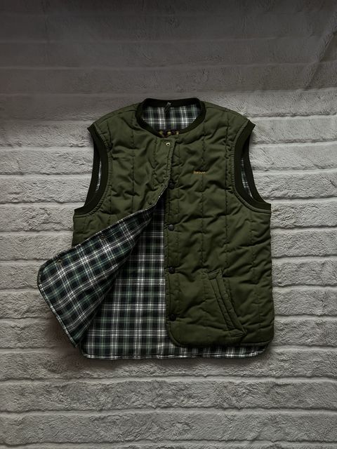 BARBOUR (M-L) Vintage Vest Olive Green made in England жилетка ч