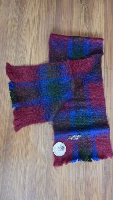 Вінтажний шарф Casablanca Mohair Scarf, мохер, клітинка, новий з бірками