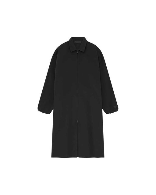 FOG Fear of God Essentials Black Nylon Trench Coat (S / fits XL)