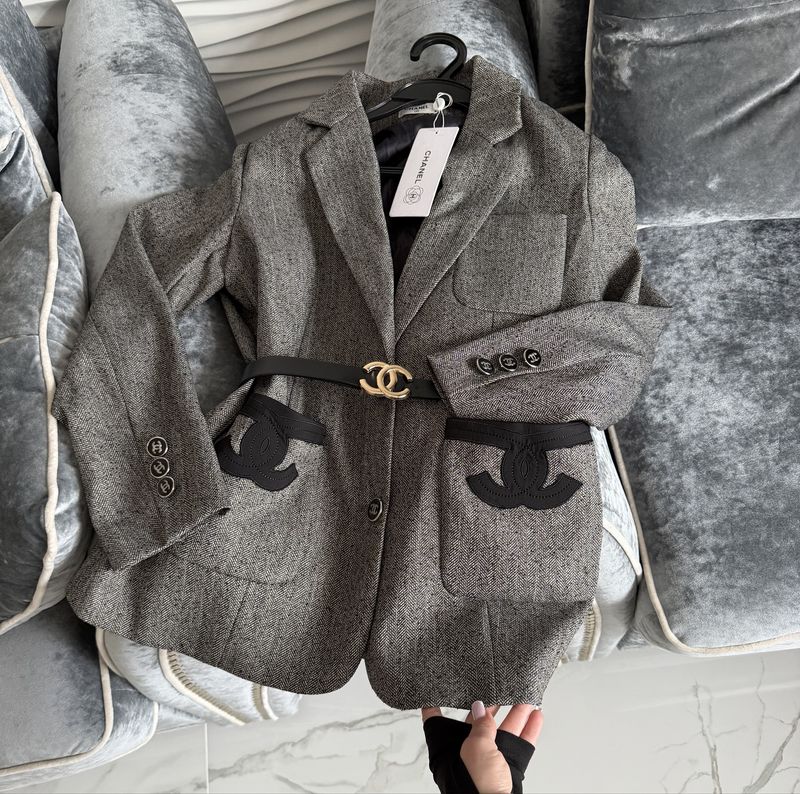 Пиджак оверсайз жакет Chanel серый