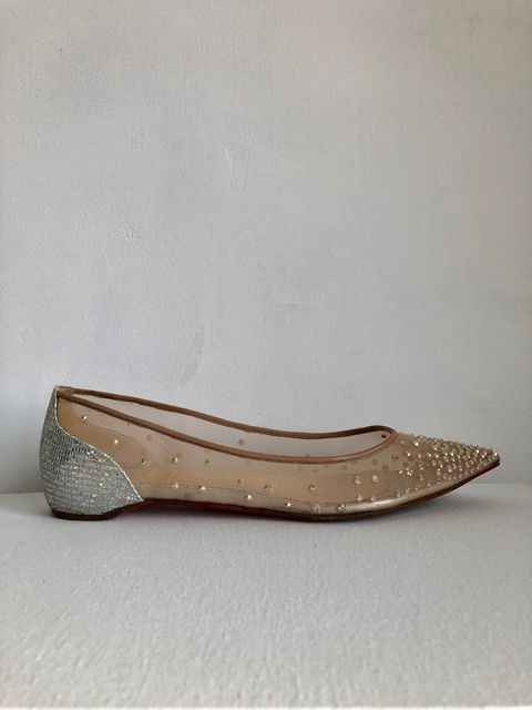 святкові весільні Балетки Christian Louboutin Follies Mesh Stras