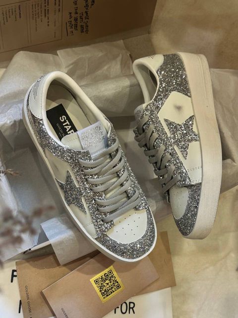 Кросівки golden goose голден гус зі срібною глітерною зіркою