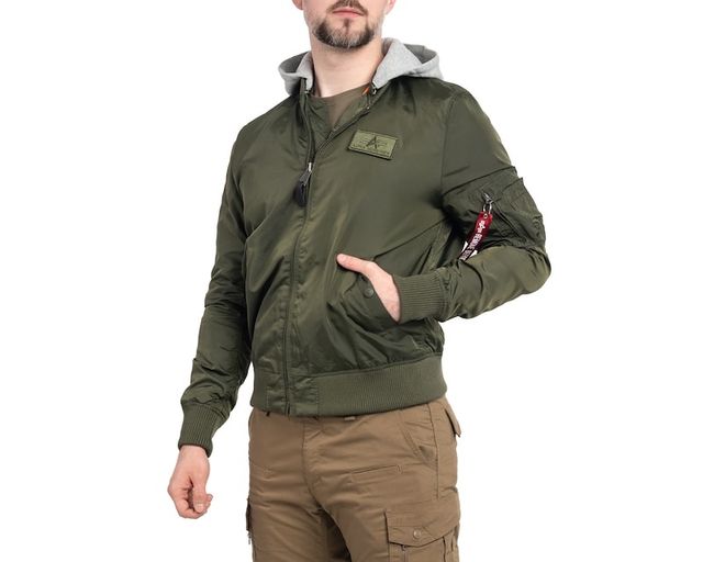 Куртка Alpha Industries MA-1 TT Hood - Dark Green size XL