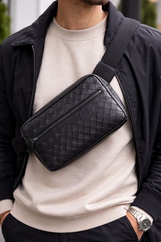 Bottega Veneta Intrecciato Leather Belt Bag Black