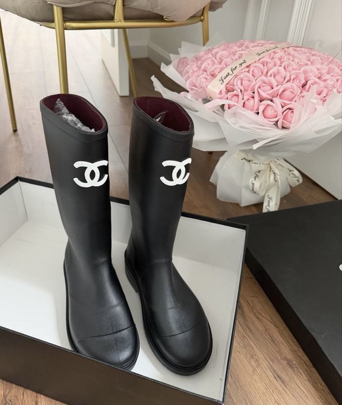 Гумові чоботи Chanel в наявності 36,37,38,39,40 резинові чоботи шанель резиновые
