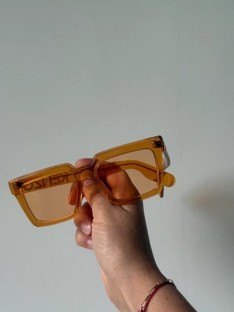 Okulary modowe przeciwsłoneczne Kenzo KZ40020I pomarańczowe szkła i oprawki unisex logo