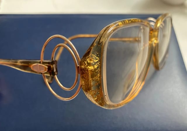 Vintage designer Christian Dior 2572 arany csillám szemüveg keret antiglare erős Zeiss recept lencse