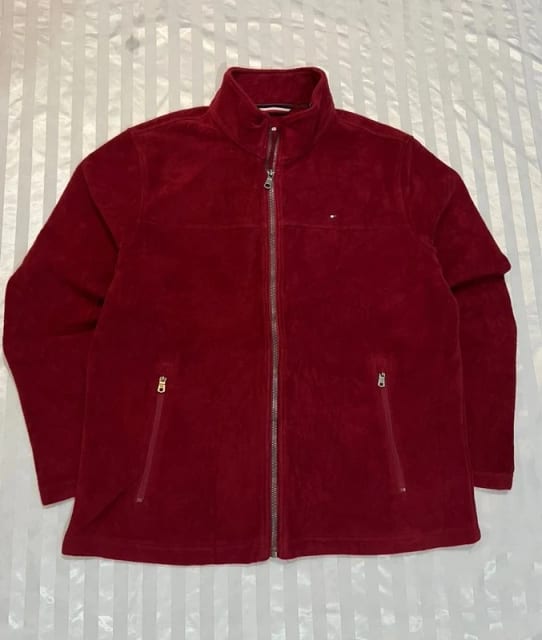 Tommy Hilfiger Men’s red burgundy Fleece Full-Zip Jacket Size L