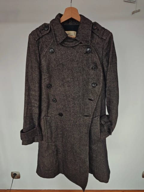 Isabel Marant Étoile damski płaszcz M oversize jodełka brązowy Brown wool coat