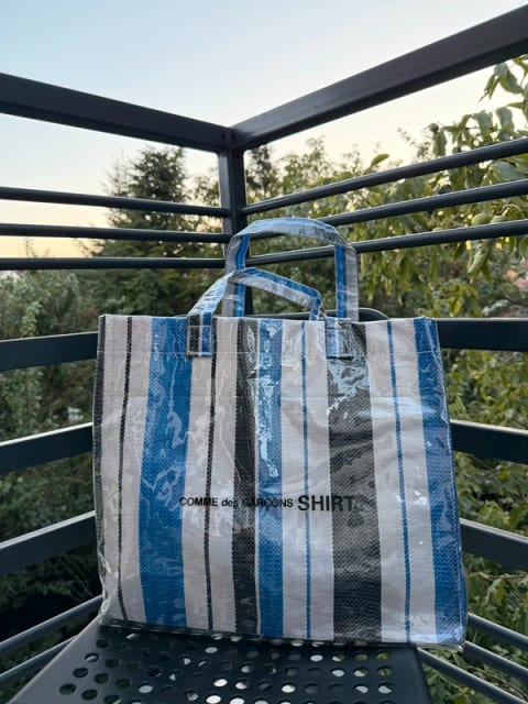 Comme des Garçons SHIRT Striped Tote Bag