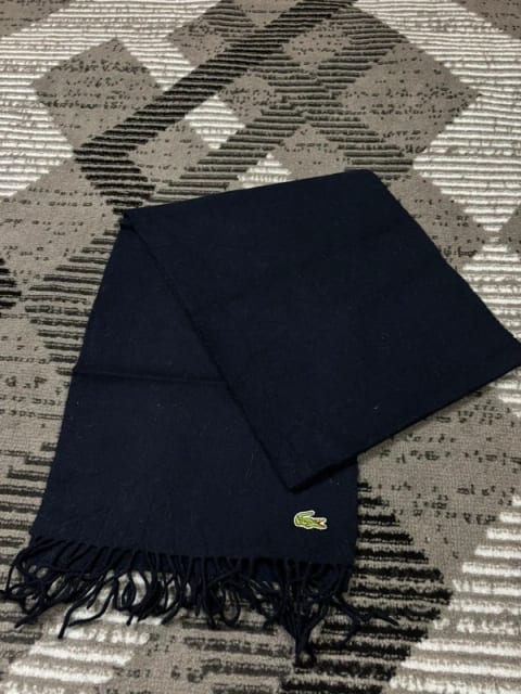 Lacoste elegancki ciepły szalik zimowy gładki szeroki w kratkę wełniany 2p40