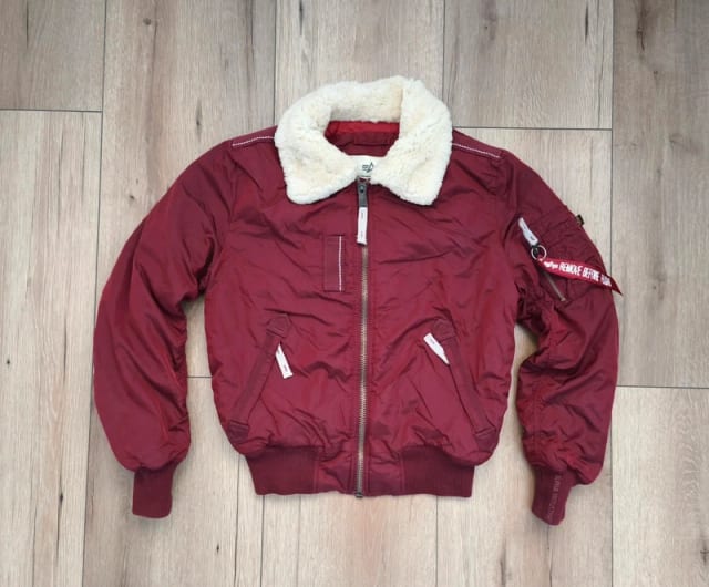 Alpha Industries męska kurtka bomberka ocieplana burgund w rozmiarze S-M