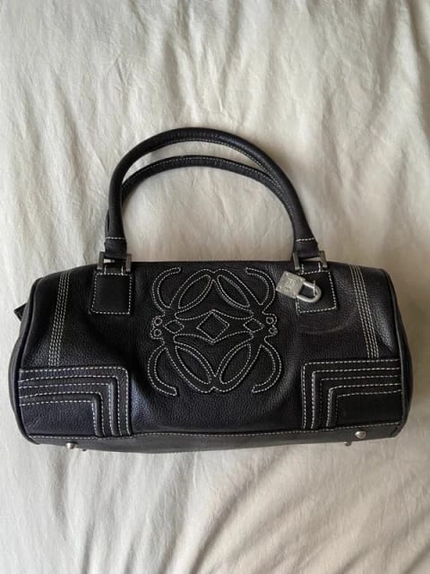 Loewe Dark Brown Leather barrel bag