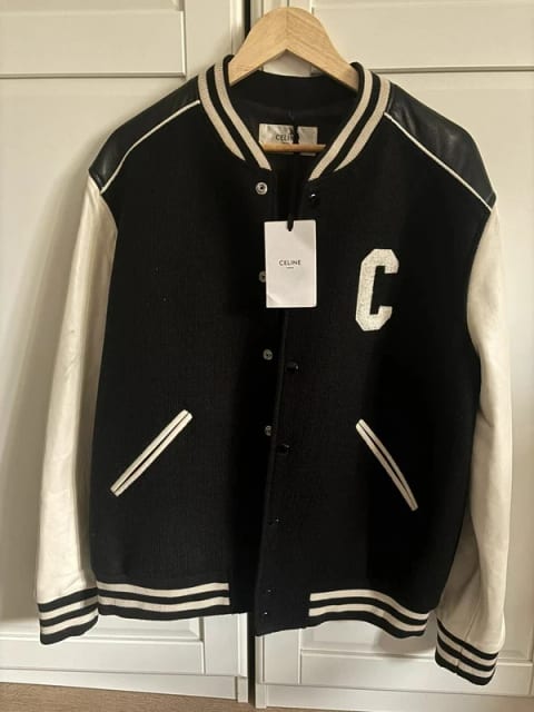 Celine Homme 'C' Patch Teddy Jacket Wool Black&White