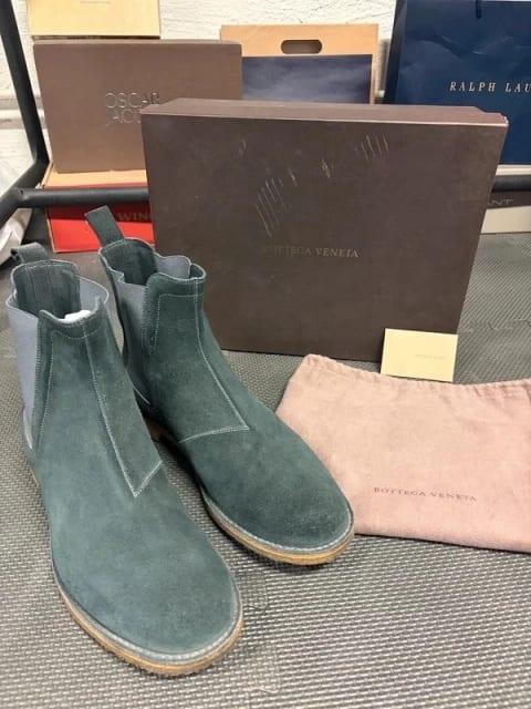Bottega Veneta Chelsea boots i Ardoise kalvmocka – Made in Italy – 44.5