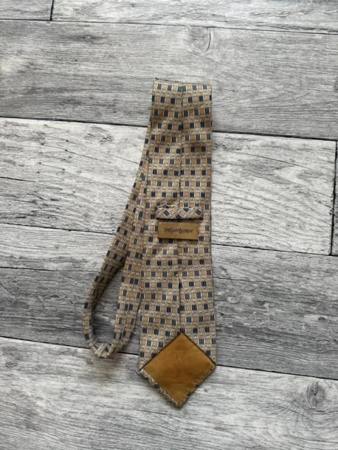 Krawat męski Yves Saint Laurent jedwabny beżowy men silk tie y2k