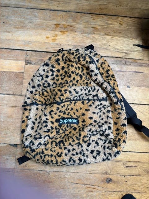 Brown fur supreme leopard backpack