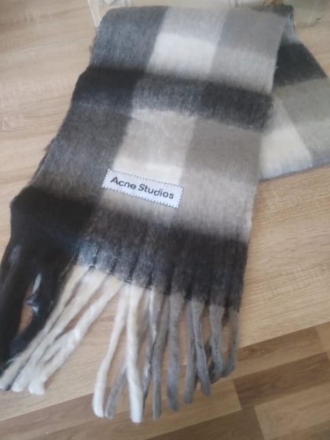 Acne Studios checked scarf in black and grey, unisex