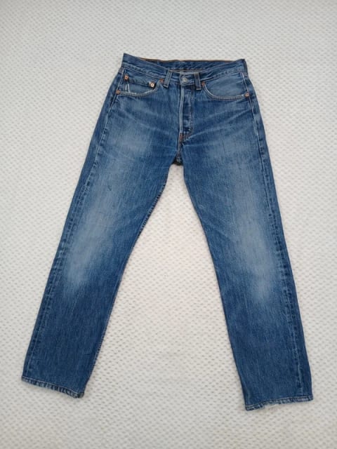 Spodnie jeansowe Levi's 501 vintage Made in UK lata 90 niebieskie W31 L32