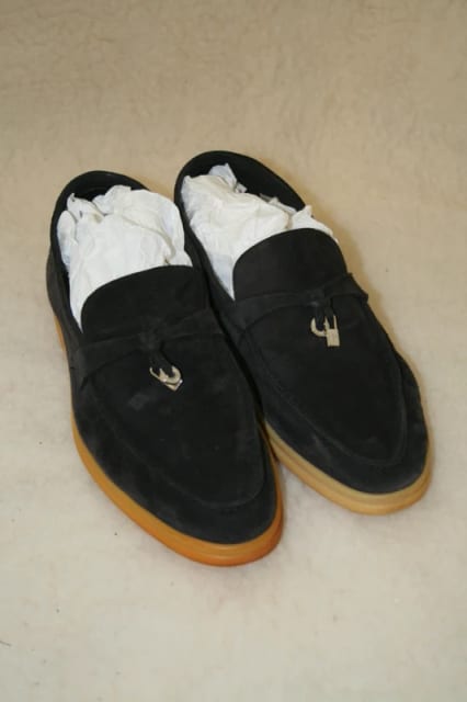 Black suede loafers / moccasins