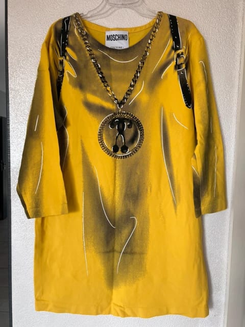 Moschino Couture! Sukienka Tunika Trompe L'oeil Ramoneska M L Unikat Italy