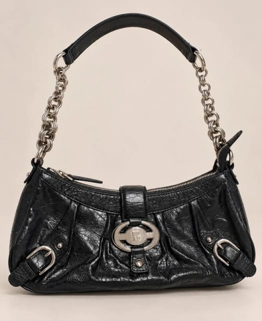 Black leather bag Le Cagole style