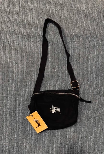 Black Vintage Streetwear Stüssy Shoulder Bag Side Bag Pouch