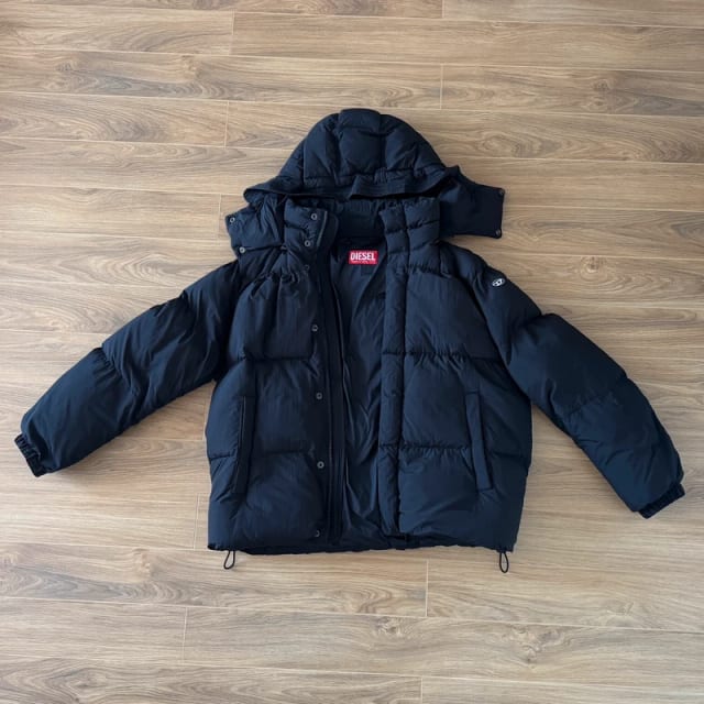 Diesel W-Rolfys Logo Down Puffer Jacket Navy Size 52 / XL