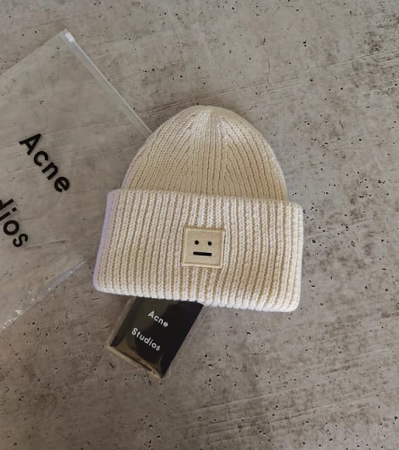 Ciepła Czapka Acne Studios Kremowa