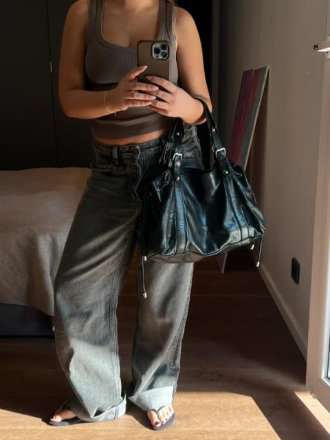 Jil Sander torebka skórzaną czarna shopper