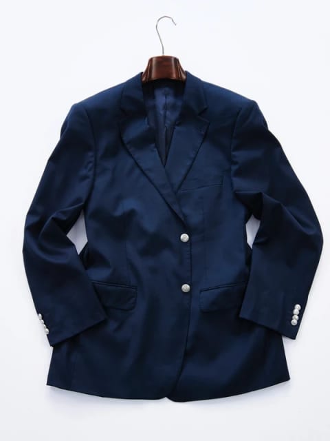 100% wełna Loro Piana klubowa marynarka r. 27 - XL typ140m Van Laack granatowa metal guziki