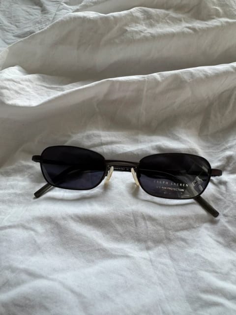 Okulary przeciwsłoneczne Ralph Lauren vintage prostokątne y2k czarne metalowe retro cyber chic