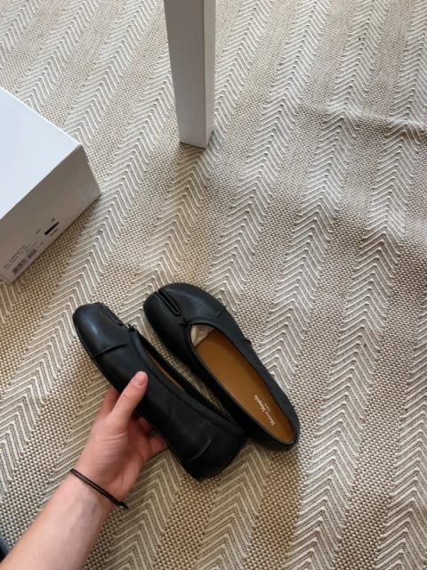 Maison Margiela Tabi baleriny czarne skórka 38