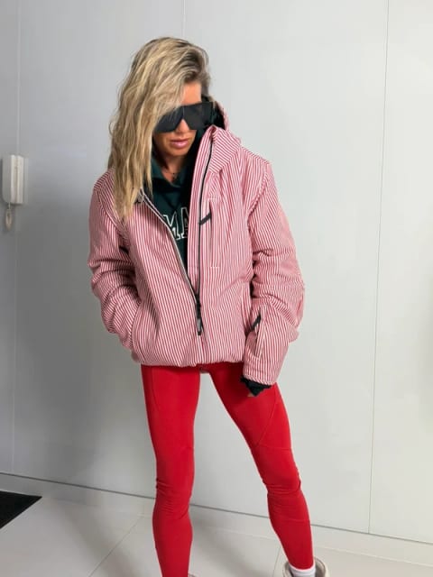 Kappa Kurtka Narciarska Snowboardowa damska W Paski Czerwono Biała Rozmiar XL