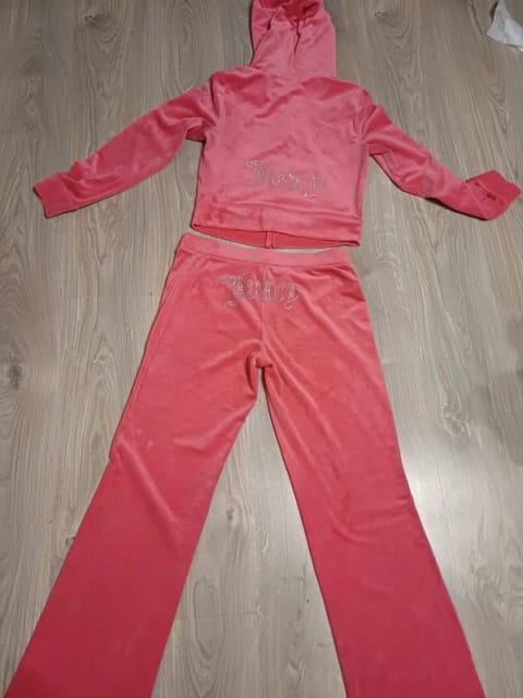 Różowy set juicy couture z kryształkami y2k swag