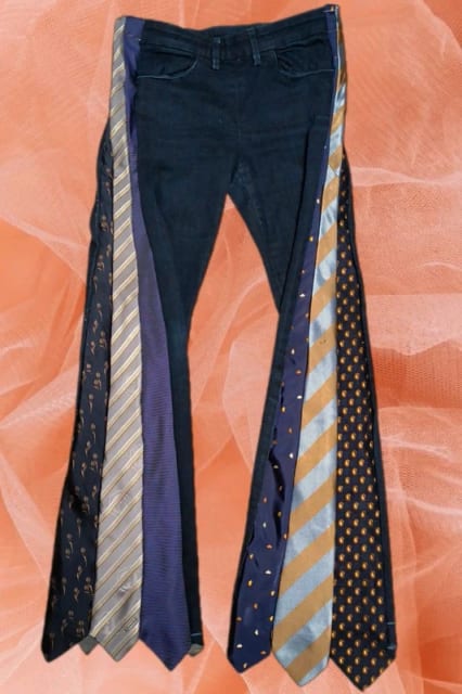 Acne Studios Custom Silk Tie Panel Baggy Jeans - Size M - Upcycled