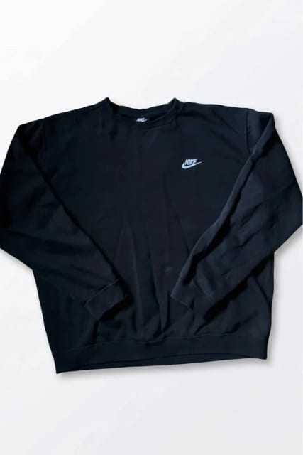Nike Classic Black Embroidered Swoosh Crewneck Sweatshirt