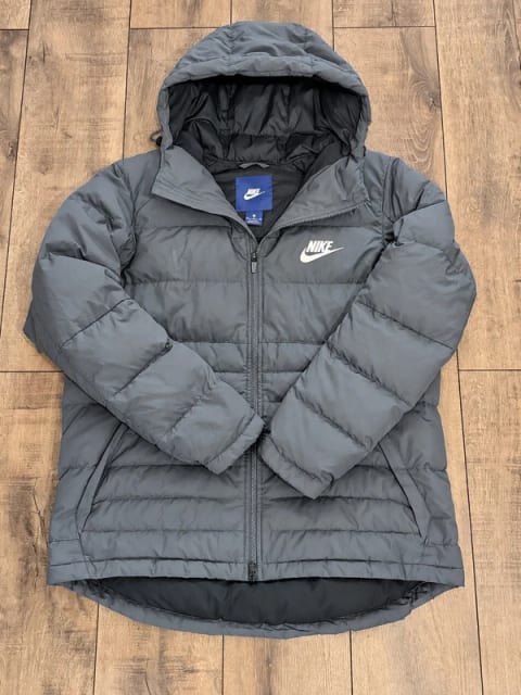 Nike Zimowa Kurtka Szara Z Kapturem Oversize