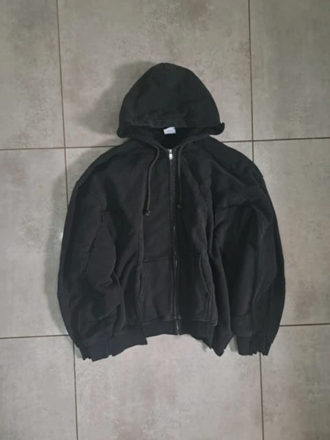 Vetements Cut Up Deconstructed Logo Zip Up Hoodie