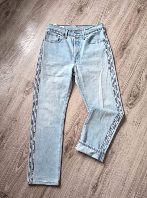 Levi’s 501 Statement Denim Jeans z Logo po bokach lampasy W26 L30