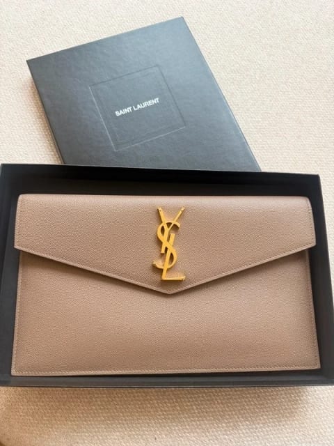 Saint Laurent (YSL) Uptown Leather Pouch / Clutch Bag