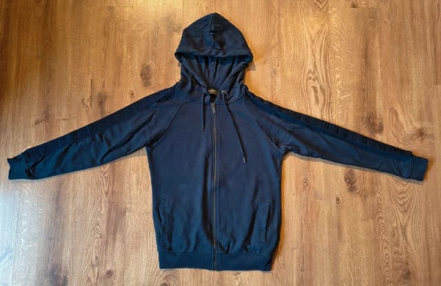 Męska rozpinana bluza z kapturem Fendi FF Logo Tape Navy Blue (R. M/L)
