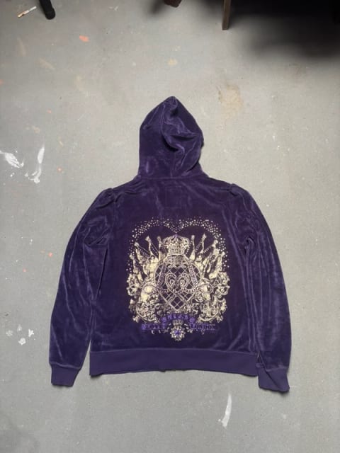 Lipsy london sister juicy culture welur Purple mini and big Logo uk brand rare gold welur