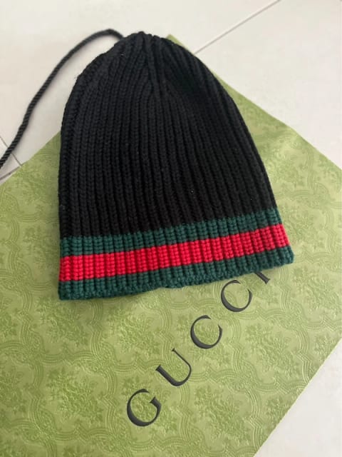 Gucci web-stripe wool beanie
