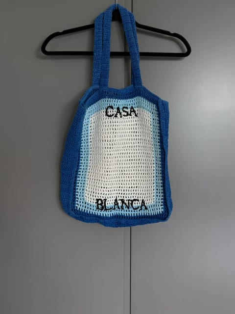 Casablanca megzta rankinė, mėlyna/balta