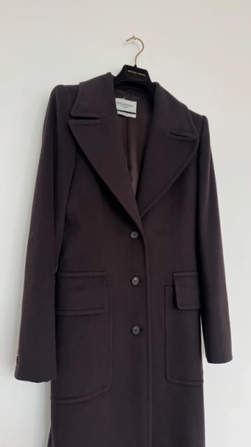 Saint laurent brązowy klasyczny płaszcz