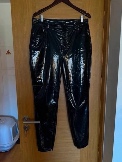 Dolce & Gabbana Faux Leather Pants, Size 48 (Italian)