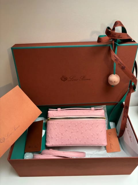 Loro Piana L19 baby pink ostrich bag torebka
