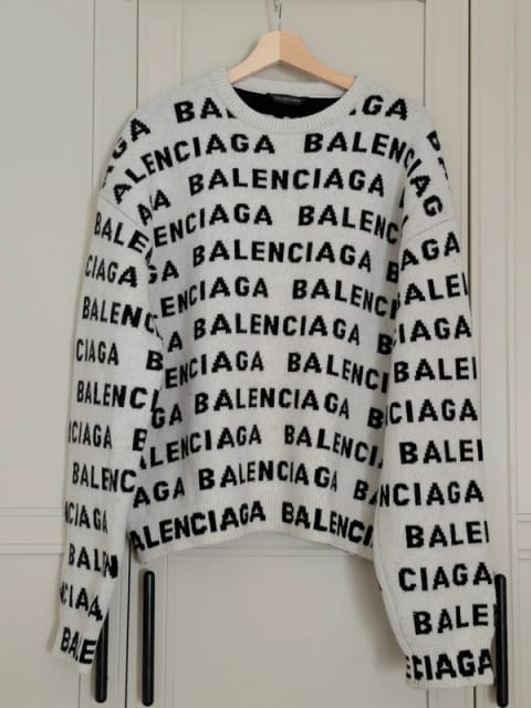 Balenciaga stickad tröja vit/svart